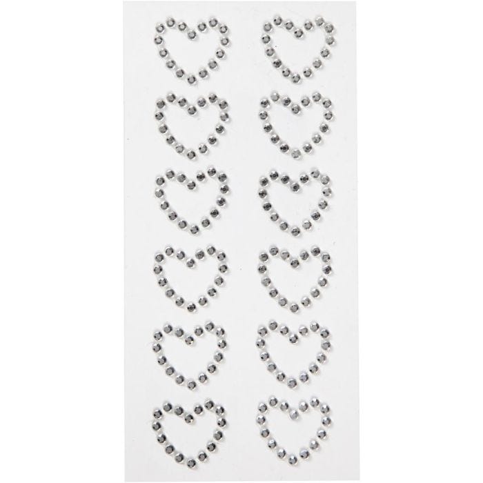 Coeurs en pierres de strass, dim. 23x21 mm, argent, 12 pièces/ 1 Pq.