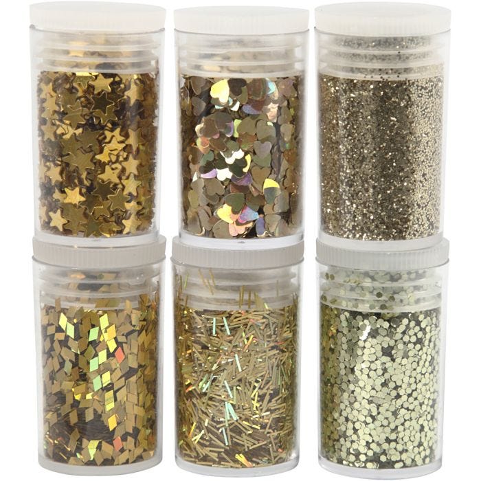 Paillettes et Sequins, or, 6x5 gr/ 1 Pq.