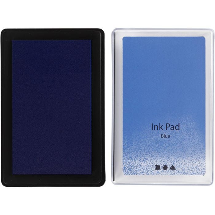 Tampon encreur , H : 2 cm, dim. 9x6 cm, bleu, 1 pièce