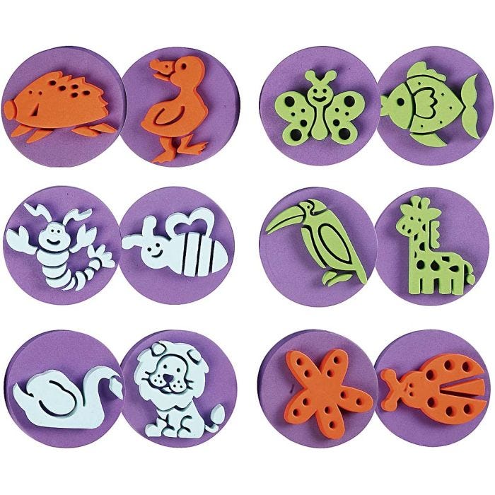 Tampons en mousse, zoo, d 7,5 cm, ép. 2,5 cm, 6 pièces/ 1 Pq.