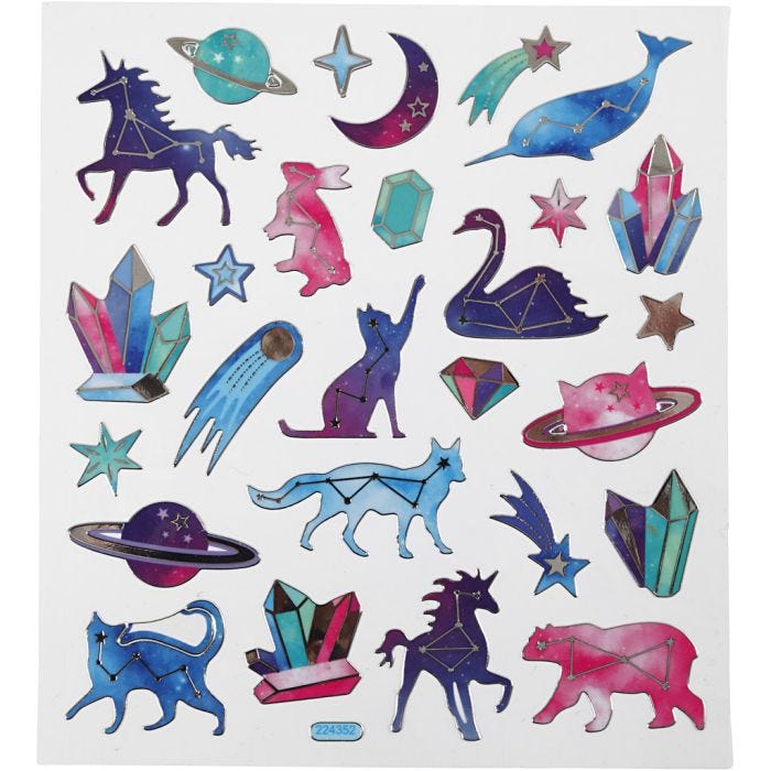 Autocollants, animaux de signe astrologique, feuille 15x16,5 cm, 1 flles