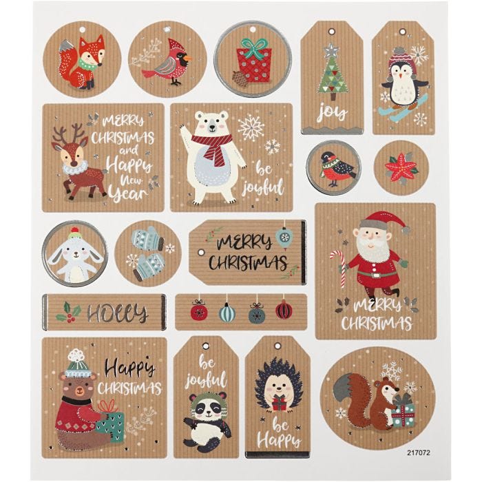 Autocollants, Autocollants de Noël, feuille 15x16,5 cm, 1 flles