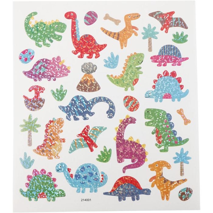 Autocollants, dino, feuille 15x16,5 cm, 1 flles