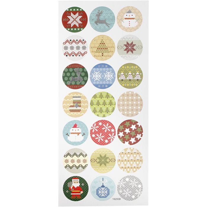 Autocollants de Noël, broderie de Noël, feuille 10x23 cm, 1 flles