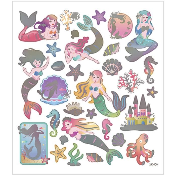 Autocollants, sirènes, feuille 15x16,5 cm, 1 flles