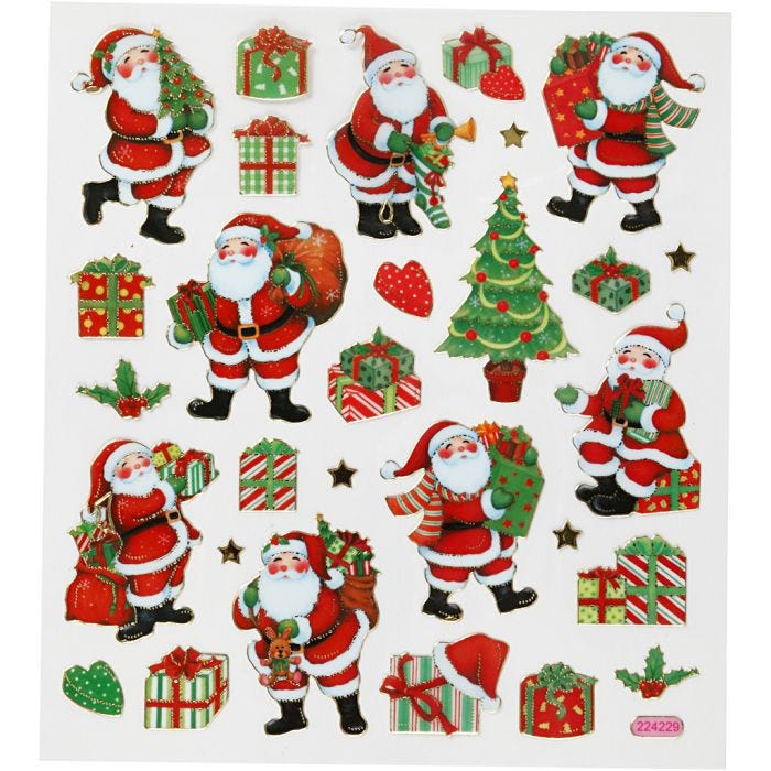 Autocollants, Figurines classiques de Noël, 15x16,5 cm, 1 flles