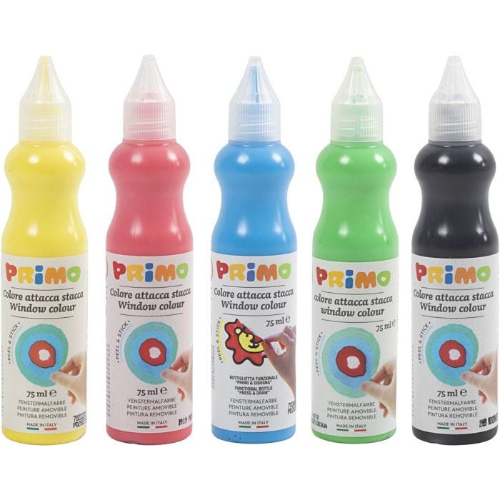 Peinture pour vitres, ass. de couleurs, 5x75 ml/ 1 Pq.