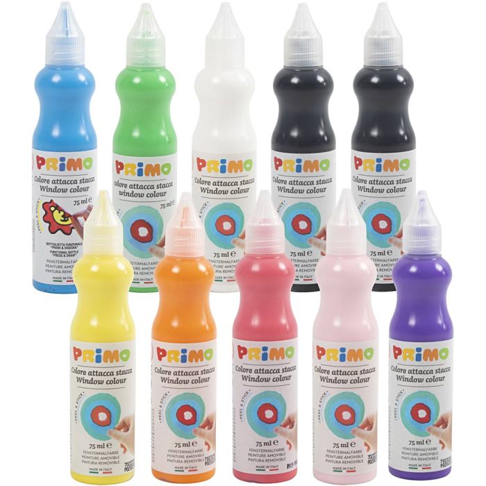 Peinture pour vitres, ass. de couleurs, 750 ml, 10x75 ml/ 1 Pq.