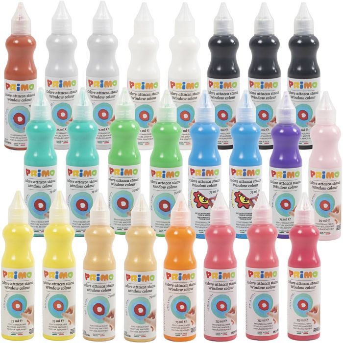 Peinture pour vitres, ass. de couleurs, 24x75 ml/ 1 Pq.