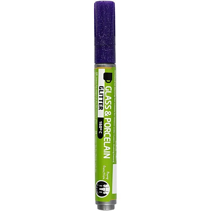 Feutres pour Verre et Porcelaine, paillettes, trait 2-4 mm, semi opaque, violet, 1 pièce