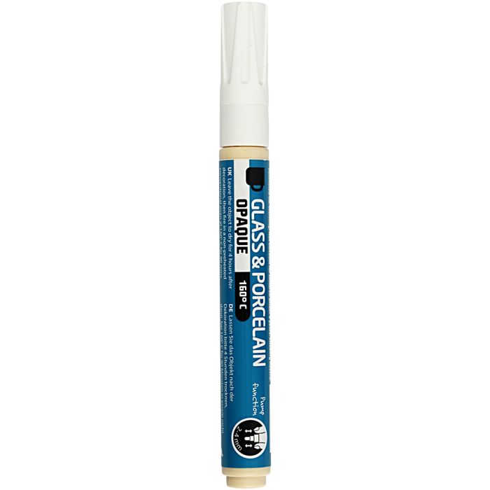 Peinture pour verre et porcelaine, trait 2-4 mm, opaque, blanc, 1 pièce
