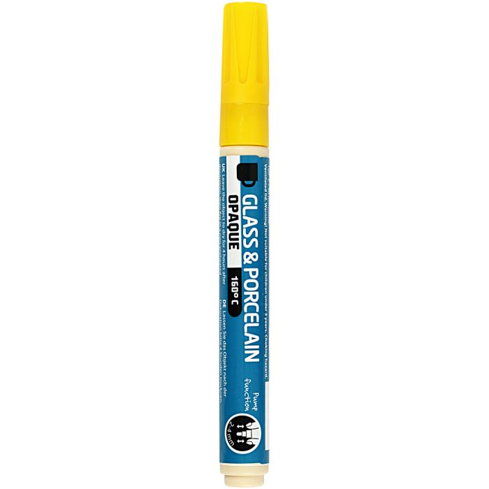 Peinture pour verre et porcelaine, trait 2-4 mm, opaque, jaune, 1 pièce