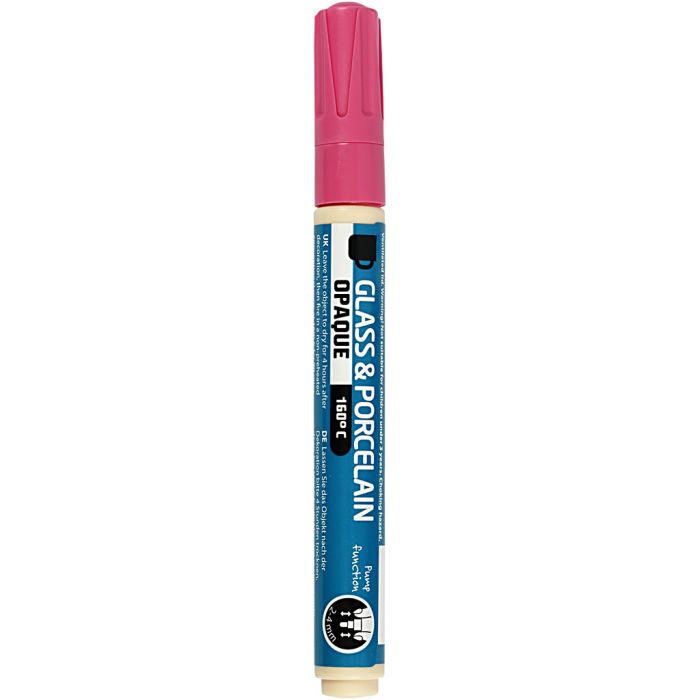 Peinture pour verre et porcelaine, trait 2-4 mm, opaque, rose, 1 pièce
