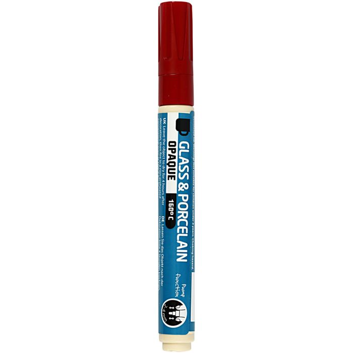 Peinture pour verre et porcelaine, trait 2-4 mm, opaque, rouge foncé, 1 pièce