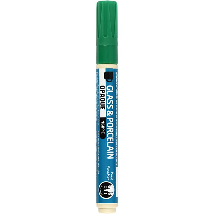 Peinture pour verre et porcelaine, trait 2-4 mm, opaque, vert, 1 pièce