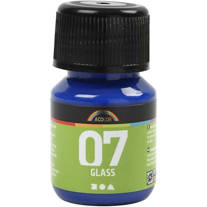 Peinture pour verre A-Color Glass, bleu brillant, 30 ml/ 1 flacon