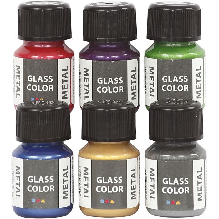 Glass Metal, ass. de couleurs, 6x30 ml/ 1 Pq.
