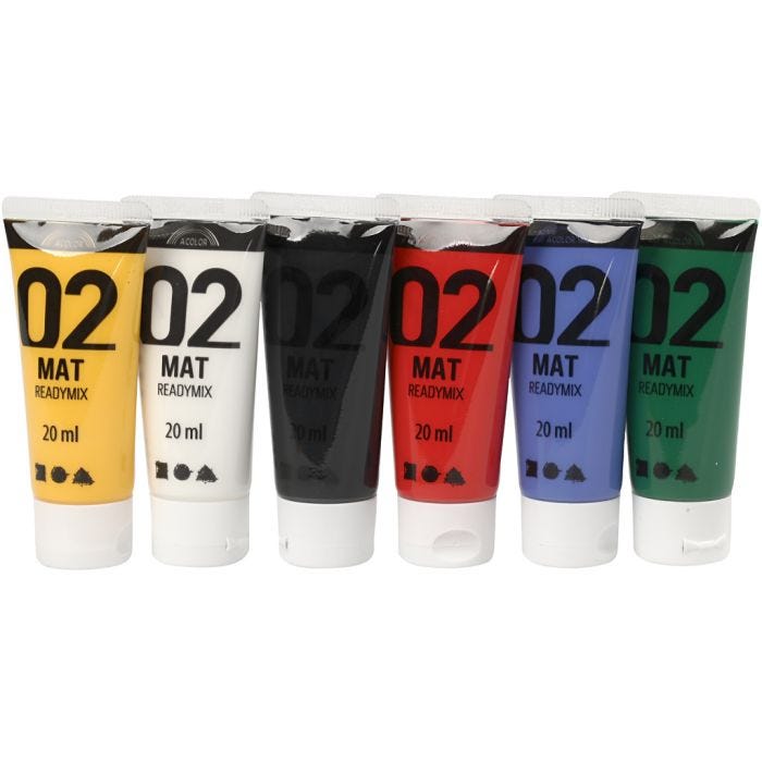 Peinture Acrylique Mate, couleurs classiques, 6x20 ml/ 1 Pq.