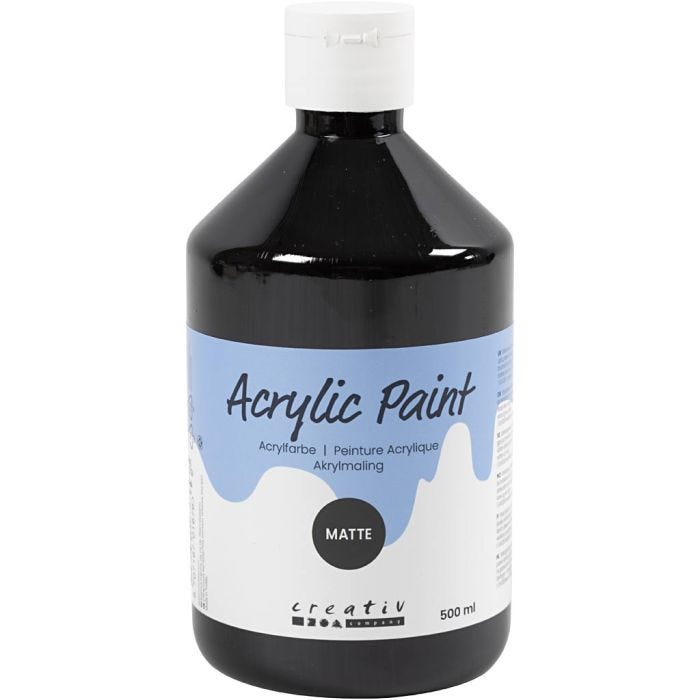 Peinture Acrylique Mate, noir, 500 ml/ 1 flacon