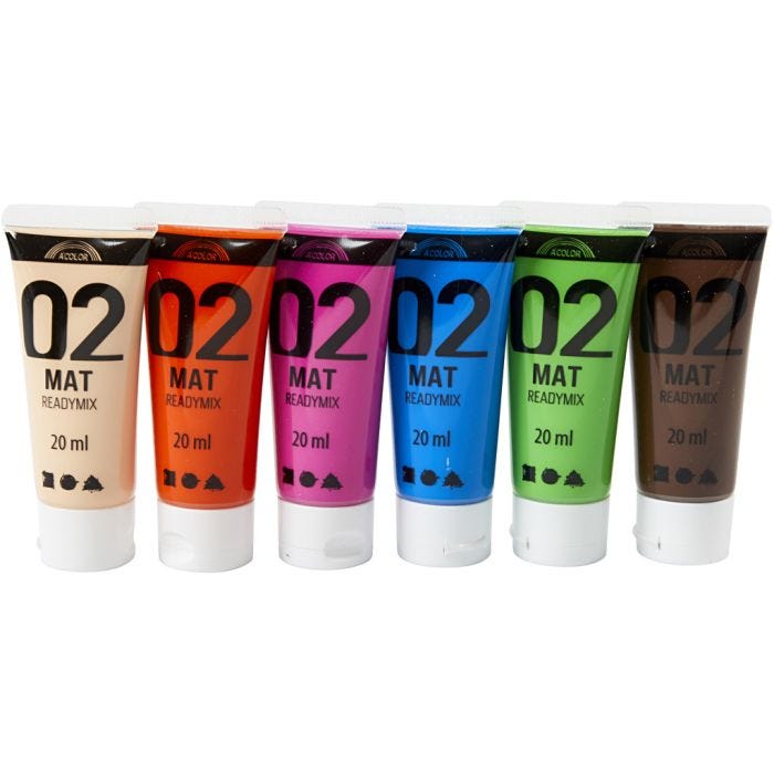 Peinture Acrylique Mate, couleur extra, 6x20 ml/ 1 Pq.