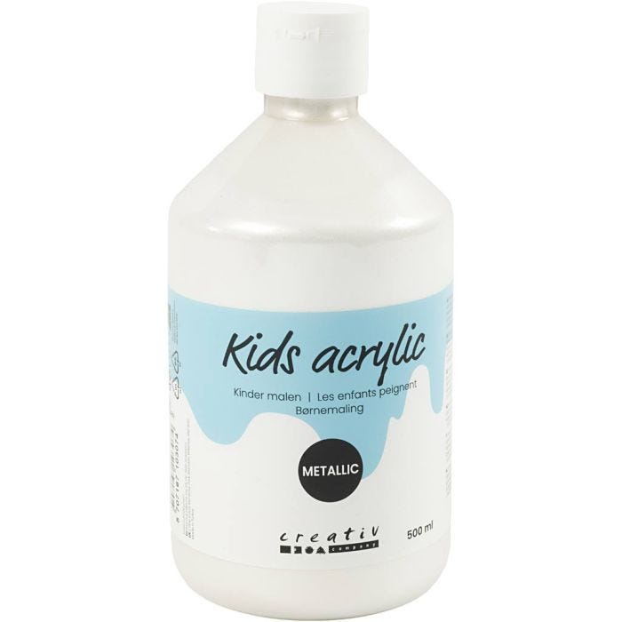 Peinture Acrylique Métallique, Métallisé, blanc, 500 ml/ 1 flacon