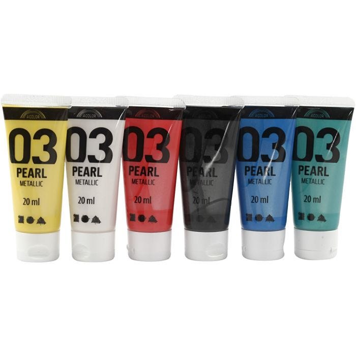 Acrylverf Metallic, metallic, standaardkleuren, 6x20 ml/ 1 doos