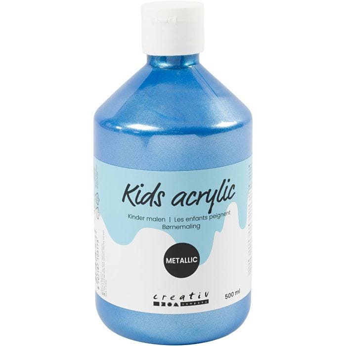Peinture Acrylique Métallique, Métallisé, bleu, 500 ml/ 1 flacon