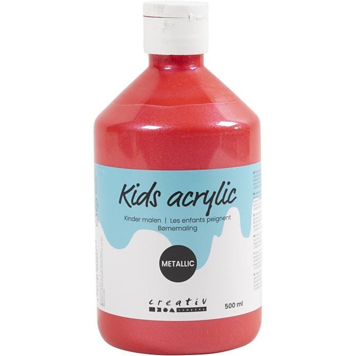 Acrylverf Metallic, metallic, rood, 500 ml/ 1 fles