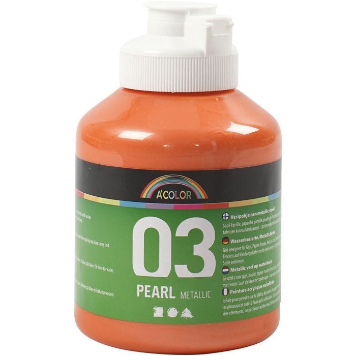 Peinture Acrylique Métallique, Métallisé, orange, 500 ml/ 1 flacon