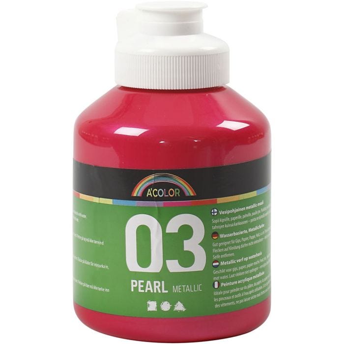 Peinture Acrylique Métallique, Métallisé, rose, 500 ml/ 1 flacon