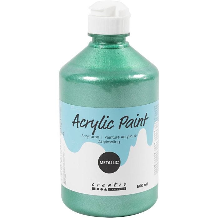 Peinture Acrylique Métallique, Métallisé, vert, 500 ml/ 1 flacon
