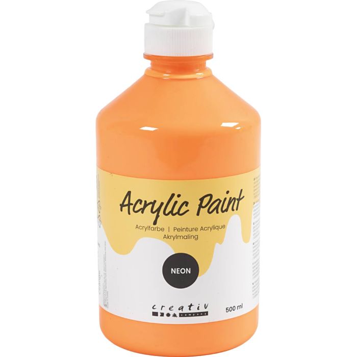 Peinture Acrylique Néon, orange néon, 500 ml/ 1 flacon