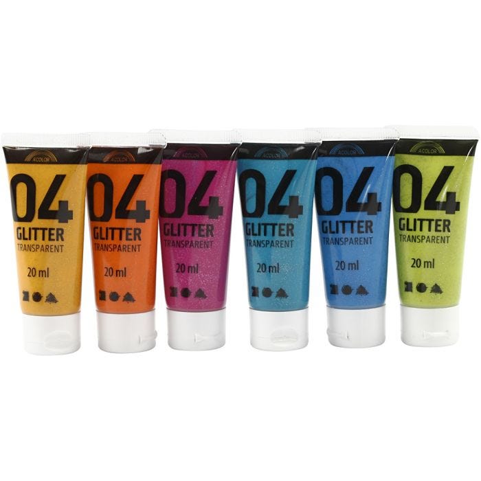 Peinture Acrylique Scintillante, ass. de couleurs, 6x20 ml/ 1 Pq.