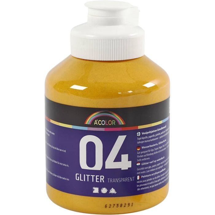 Peinture Acrylique Scintillante, jaune, 500 ml/ 1 flacon