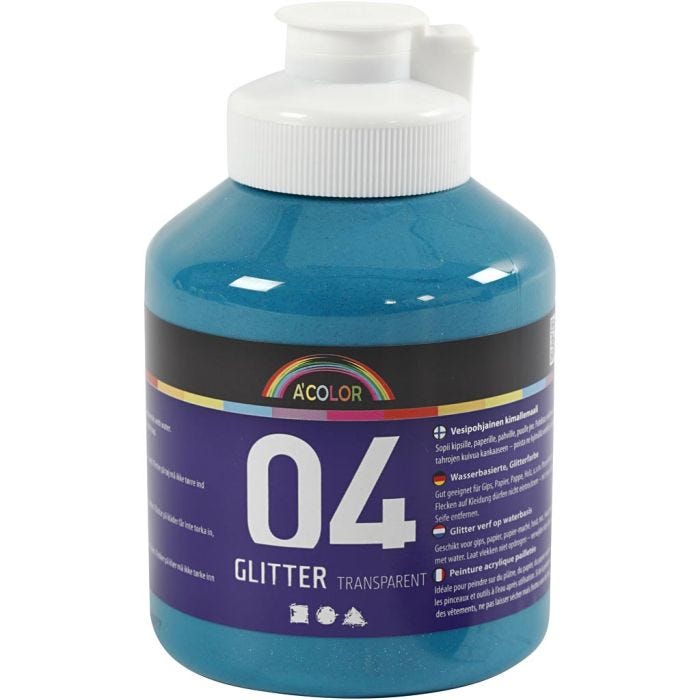 Peinture Acrylique Scintillante, turquoise, 500 ml/ 1 flacon