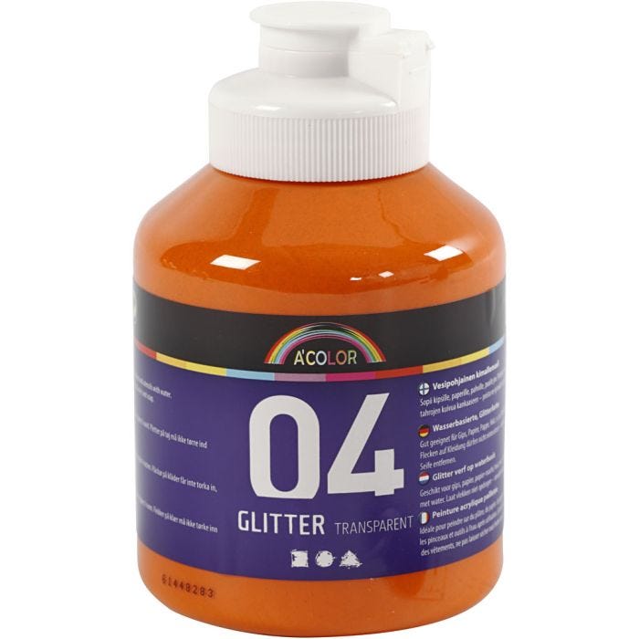 Peinture Acrylique Scintillante, orange, 500 ml/ 1 flacon