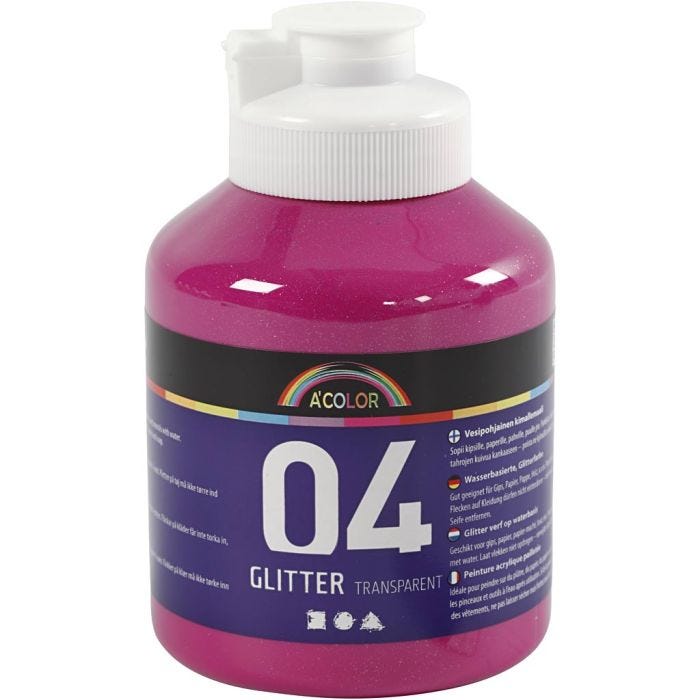 Peinture Acrylique Scintillante, rose, 500 ml/ 1 flacon