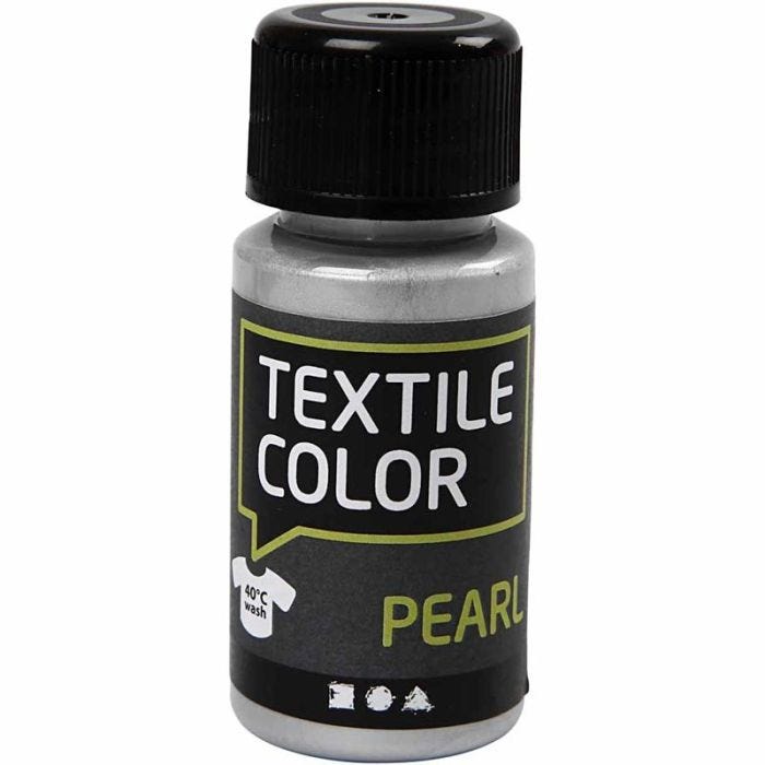 Textielkleur, parelmoer, zilver, 50 ml/ 1 fles