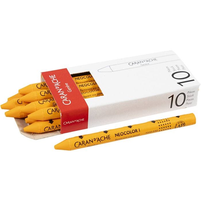 CARAN D’ACHE Neocolor I, L: 10 cm, dikte 8,5 mm, orange (030), 10 stuk/ 1 doos