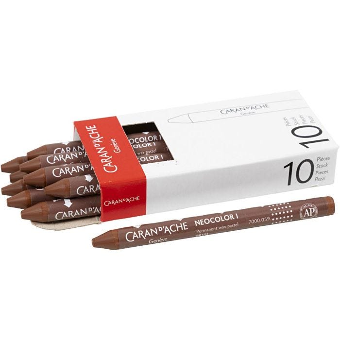 CARAN D’ACHE Caran d'Ache Néocolor 1, L : 10 cm, ép. 8,5 mm, brown (059), 10 pièces/ 1 Pq.