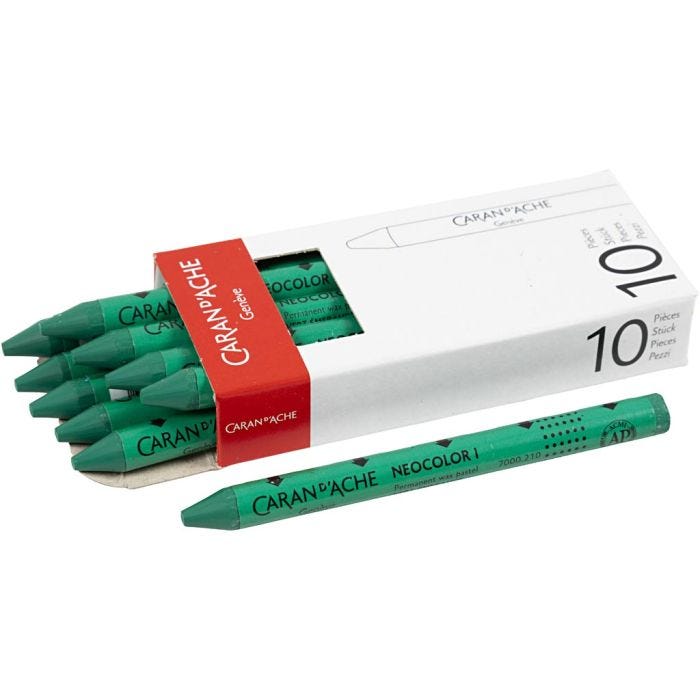 CARAN D’ACHE Caran d'Ache Néocolor 1, L : 10 cm, ép. 8,5 mm, emerald green (210), 10 pièces/ 1 Pq.