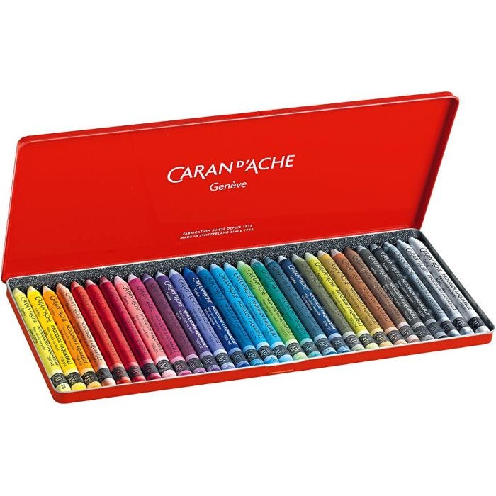 Caran d'Ache Aquarelle Neocolor 2, L : 10 cm, ép. 8,5 mm, ass. de couleurs, 30 pièces/ 1 Pq.
