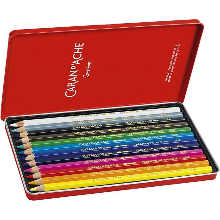 CARAN D’ACHE Supracolor II, L : 17 cm, mine 3.8 mm, ass. de couleurs, 12 pièces/ 1 Pq.