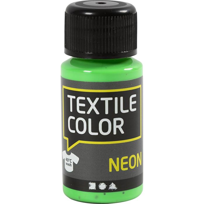 Textielkleur, neon groen, 50 ml/ 1 fles