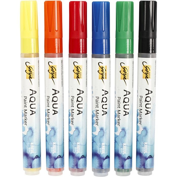 Paquet de feutres aquarellables SOLO GOYA, ass. de couleurs, 6 pièces/ 1 Pq.