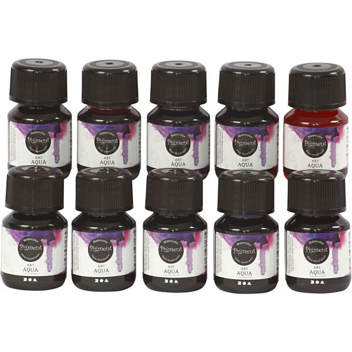 Aquarelle Art Aqua Pigment, ass. de couleurs, 10x30 ml/ 1 Pq.
