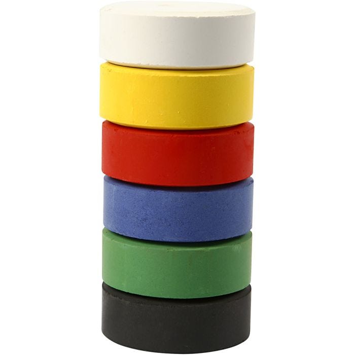 Pastilles aquarelles, H : 16 mm, d 44 mm, couleur primaire, 6 pièces/ 1 Pq.