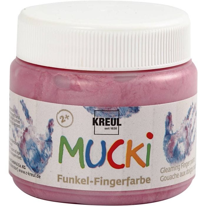 MUCKI Peinture au doigt, rose métallique, 150 ml/ 1 boîte