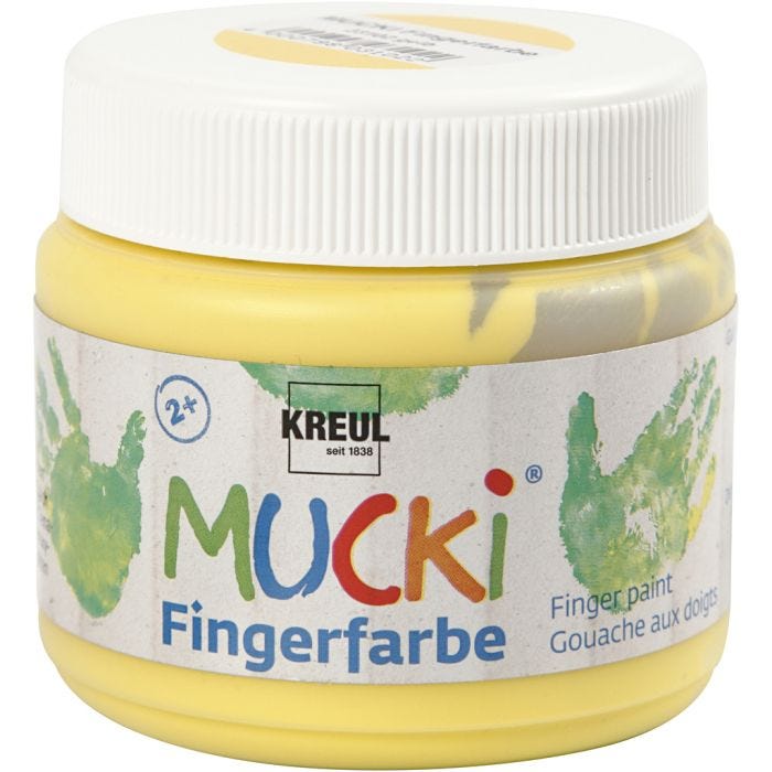 MUCKI Peinture au doigt, jaune, 150 ml/ 1 boîte