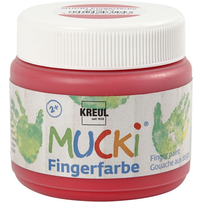 MUCKI Peinture au doigt, rouge, 150 ml/ 1 boîte